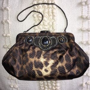 Banana Republic Animal Print Embellished Clutch